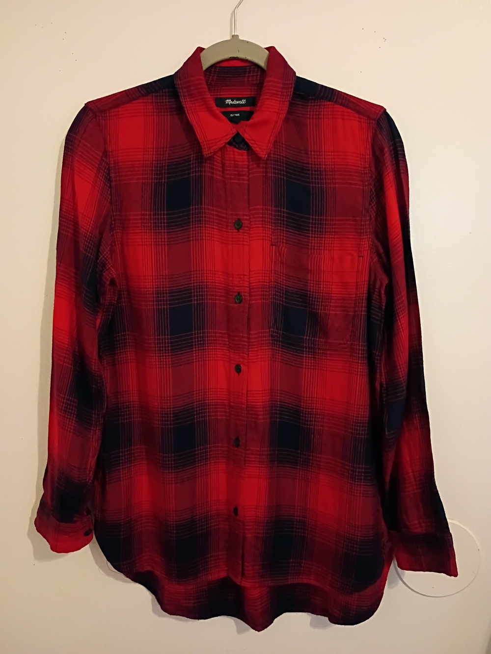 Madewell Red and Blue Plaid Button-up Shirt Sz S